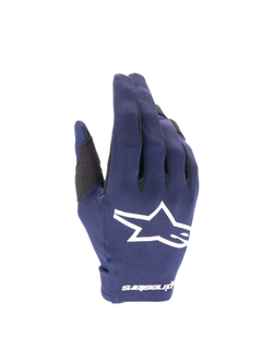 Alpinestars 2025 Radar Motocross Gloves, Men's, Night Navy and White, lightweight stretch textile with a star logo.