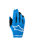 Alpinestars Radar handschoenen 2026, blauw-witte heren motorcrosshandschoenen met stretch rugzijde en wit Astars-logo.