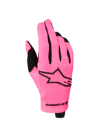 Alpinestars gants Radar 2027, gants de motocross pour homme, rose fluo et noirs, dos en textile extensible.