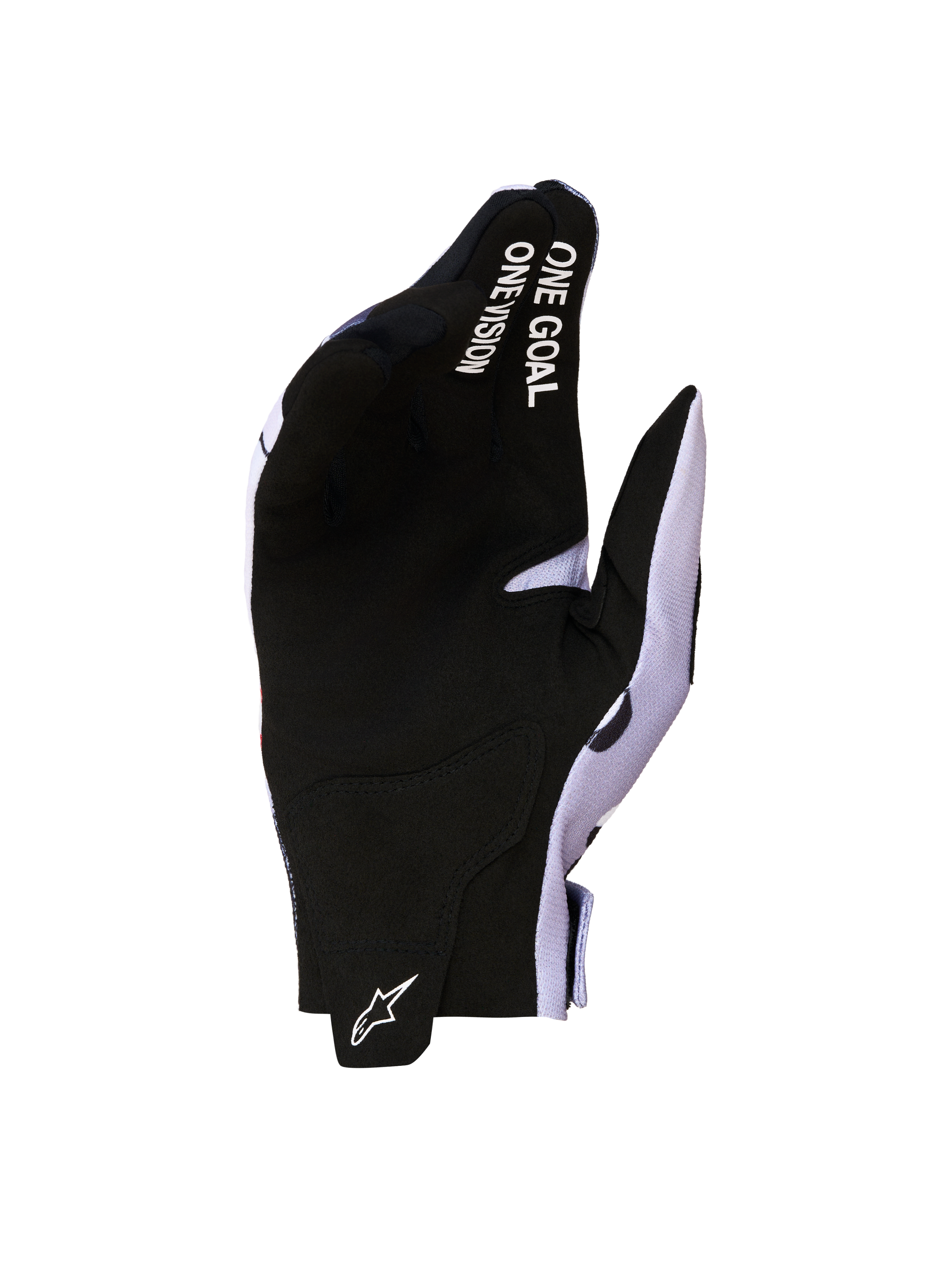 Alpinestars Gants Radar 2027, gants de motocross noirs et gris, paume en suède synthétique et logo One Goal One Vision
