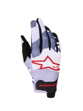 Alpinestars Radar handschoenen 2027, heren motocrosshandschoenen, asgrijs en rood, enkellaags textiel met stergrafiek.