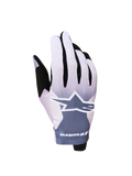 Alpinestars Radar handschoenen 2027, lichtgewicht motorcrosshandschoenen in asgrijs en lichtpaars met een wit sterlogo.
