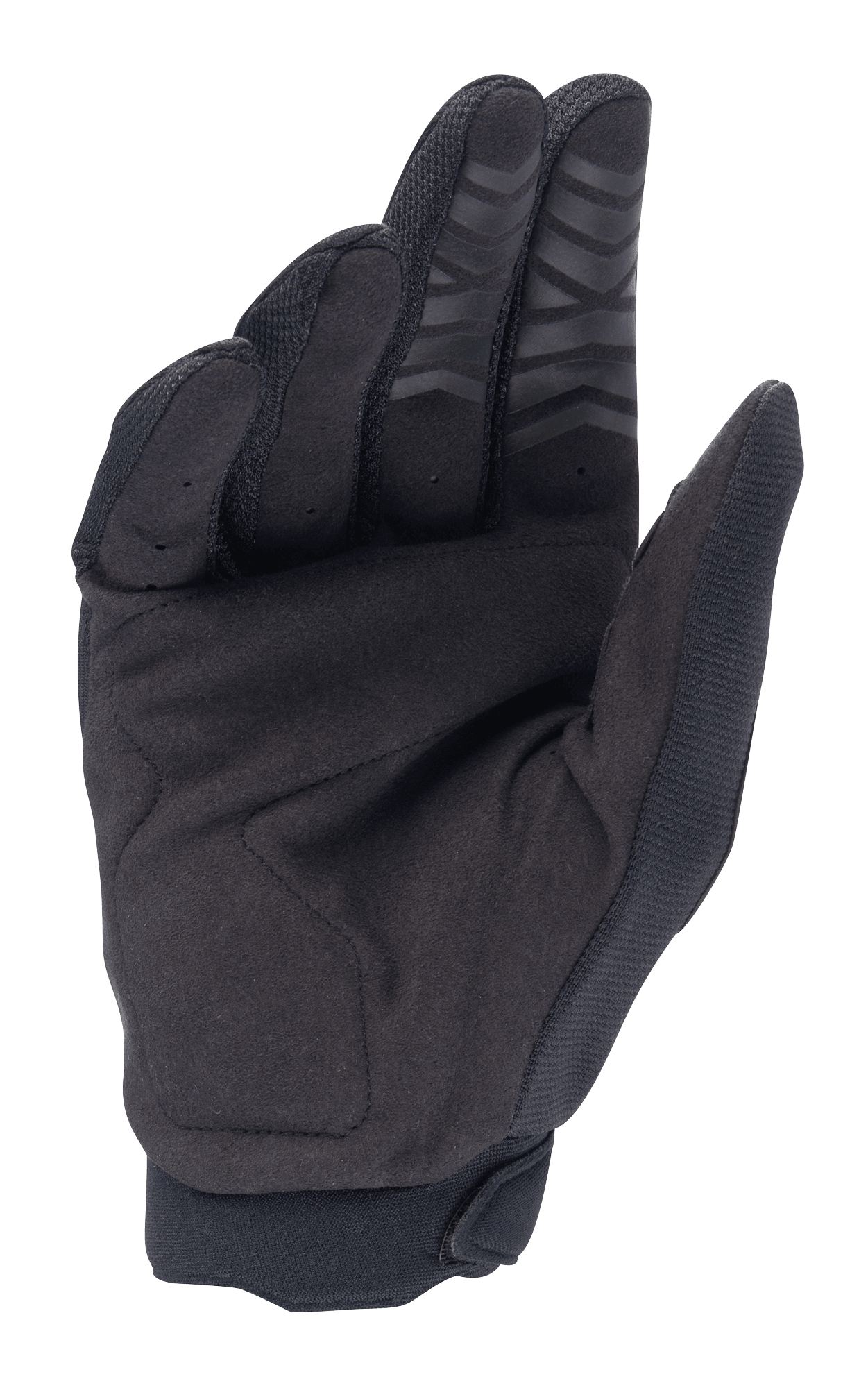 Alpinestars Honda Full Bore Handschuhe, Motocross-Handschuhe, Schwarz, Handflächenansicht mit synthetischem Wildleder für Strapazierfähigkeit, Silikon-Grip an den Fingerspitzen und verstärktem Daumenpatch, konzipiert für Offroad-Performance