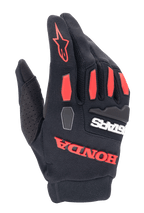 Alpinestars Honda Full Bore Handschuhe, Motocross-Handschuhe, Schwarz und leuchtendes Rot, mit TPR-Knöchelschutz und markantem gummiertem Honda-Branding, atmungsaktive Stretch-Textil-Konstruktion für Geländefahrten