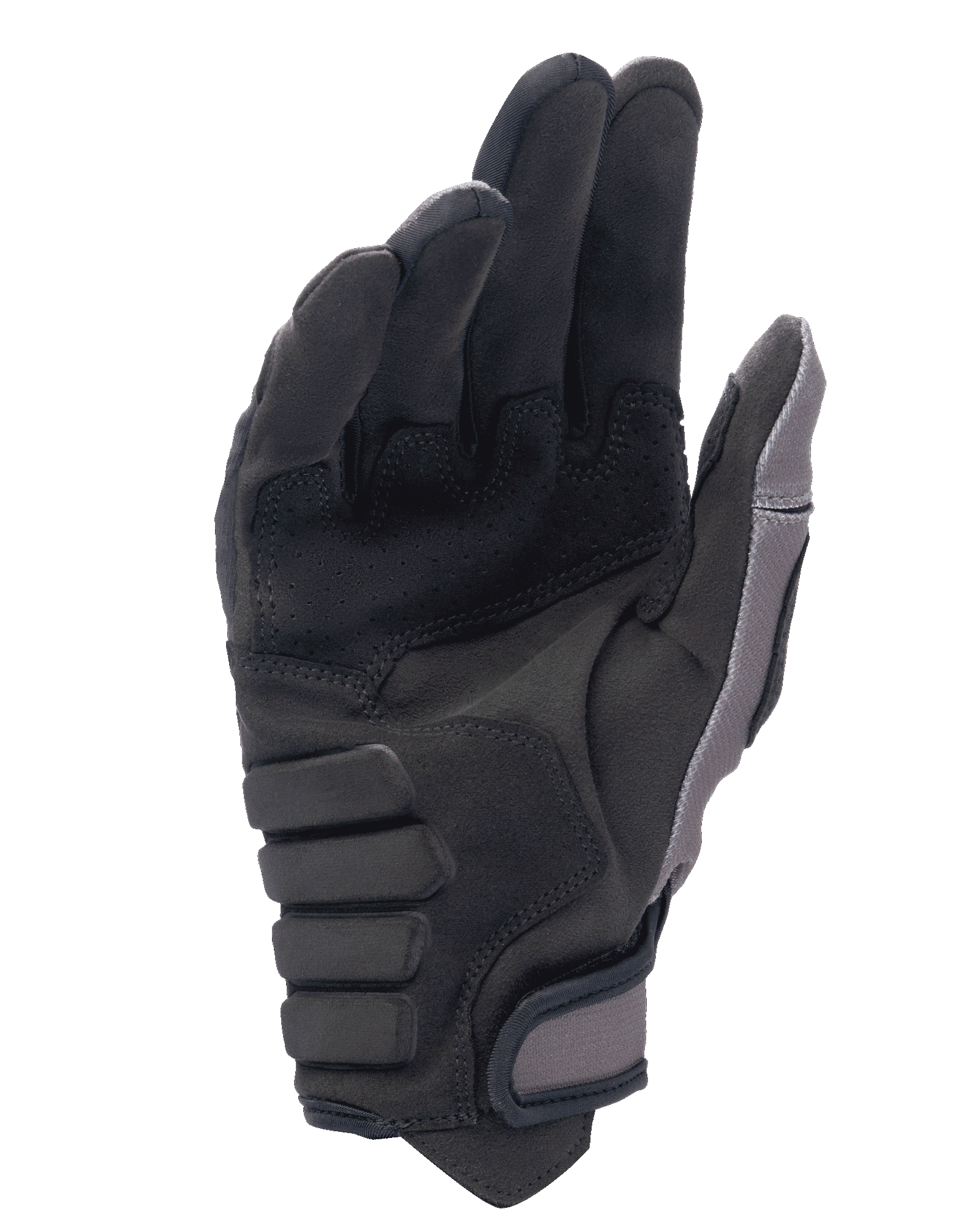Alpinestars Techdura handschoenen, motorcross- en endurohandschoenen, Falcon Brown, zicht op de handpalm met synthetische suède constructie, versterkte vulling voor grip en verstelbare klittenbandsluiting
