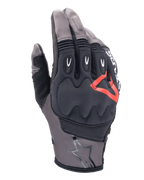 Alpinestars Techdura handschoenen, motorhandschoenen, Falcon Brown en zwart met rood accent, gewatteerde knokkelbescherming, ademend mesh en stretchstof, beschermende vinger-inzetstukken, sterlogo op de manchet