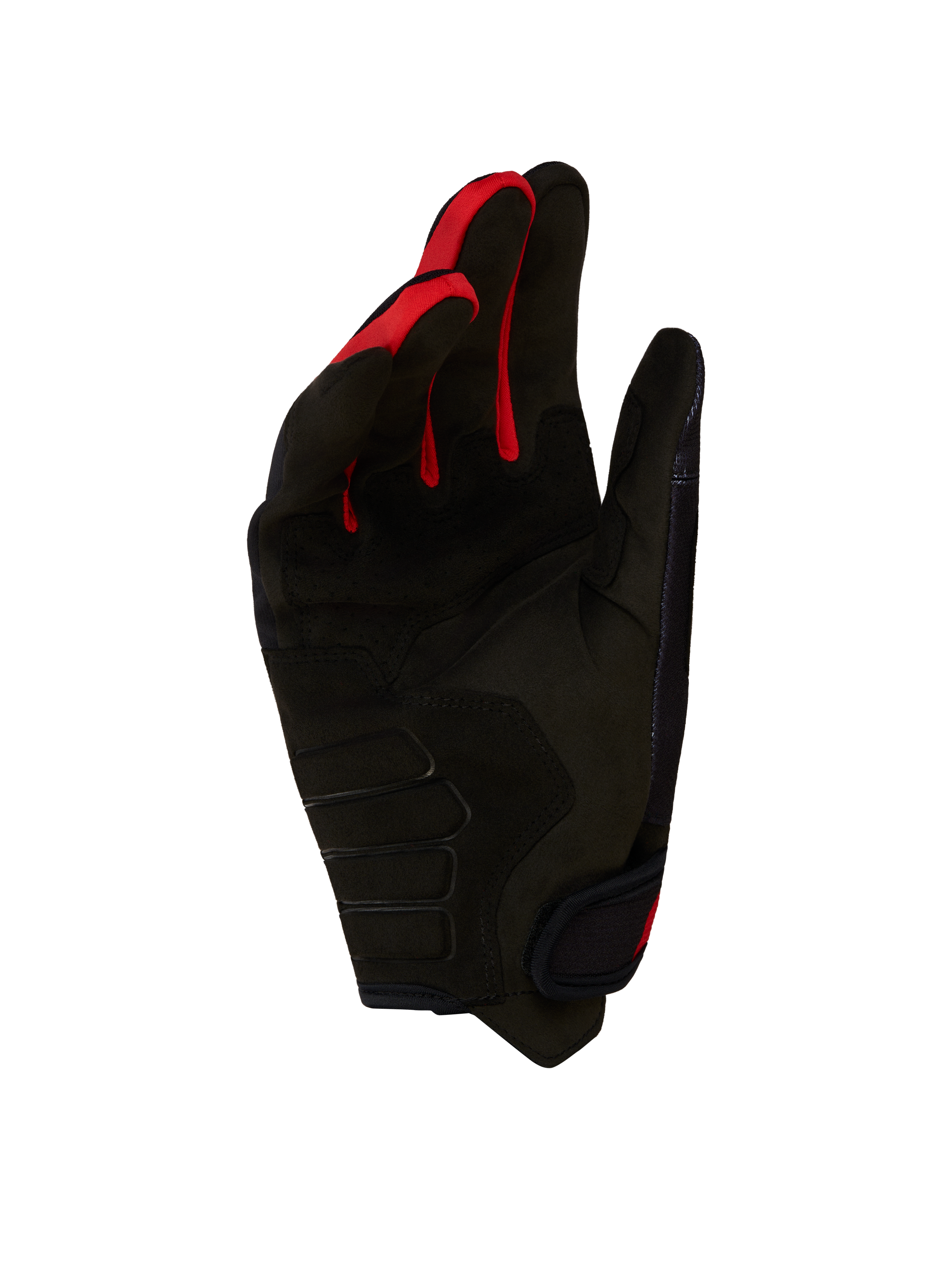 Alpinestars Techdura Gloves, Black and Bright Red off-road gloves with a reinforced padded synthetic suede palm.