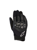 Alpinestars Megawatt V2 Handschuhe, Motocross- und Enduro-Handschuhe, Schwarz, Hartschalen-Knöchelschutz mit Carbon-Optik, perforiertes Leder auf der Oberhand für Atmungsaktivität, weißes Alpinestars Logo am Bündchen, strapazierfähiger Offroad-Schutz