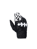 Alpinestars Celer V3 handschoenen, motorhandschoenen van zwart en wit geitenleer, harde knokkelbescherming, CE-gecertificeerd.