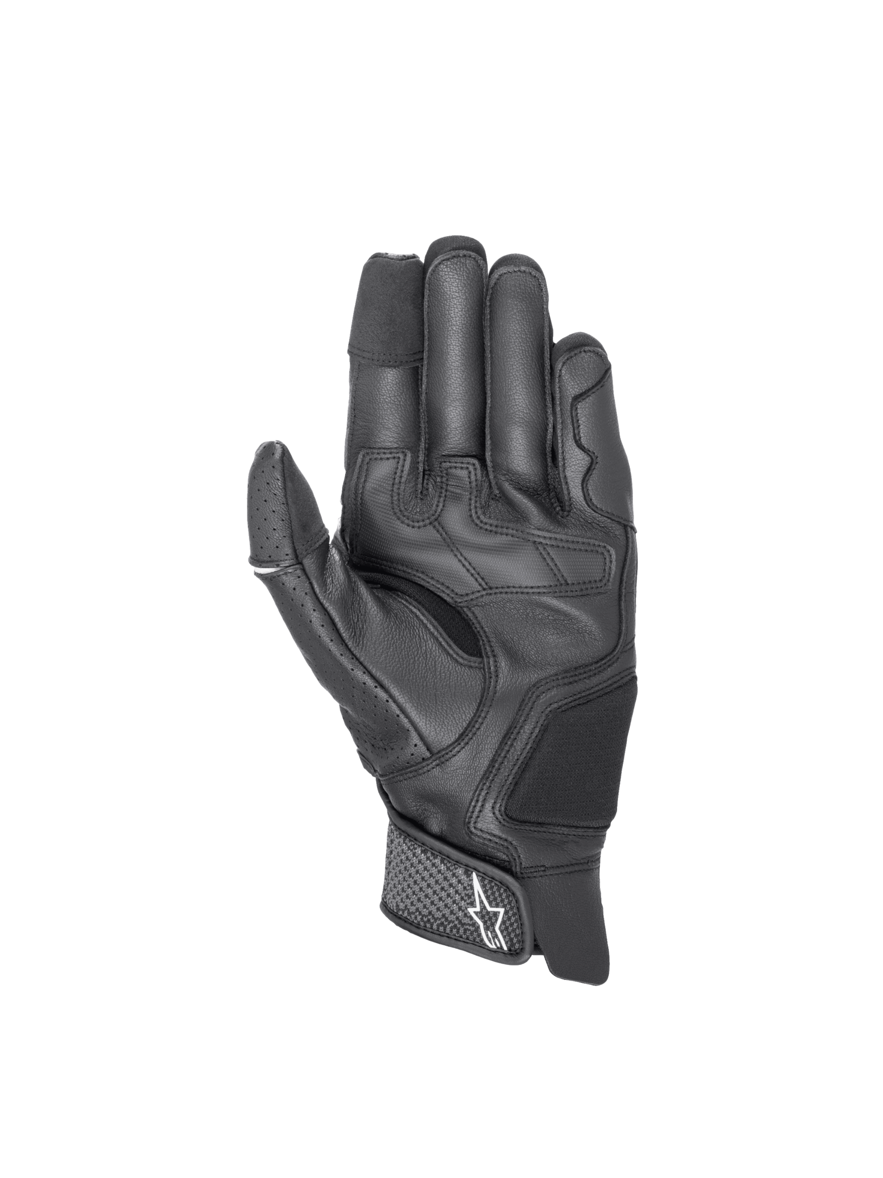 Alpinestars Morph Sport handschoenen, zwarte motorhandschoenen van leer en textiel met touchscreen-vingertoppen