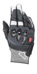 Gants Alpinestars Morph Sport, gants de moto, noir et blanc, avec revers en MorphTech Weave gris, protection des articulations sur-injectée, inserts RIDEKNIT et logo étoile blanc sur la manchette