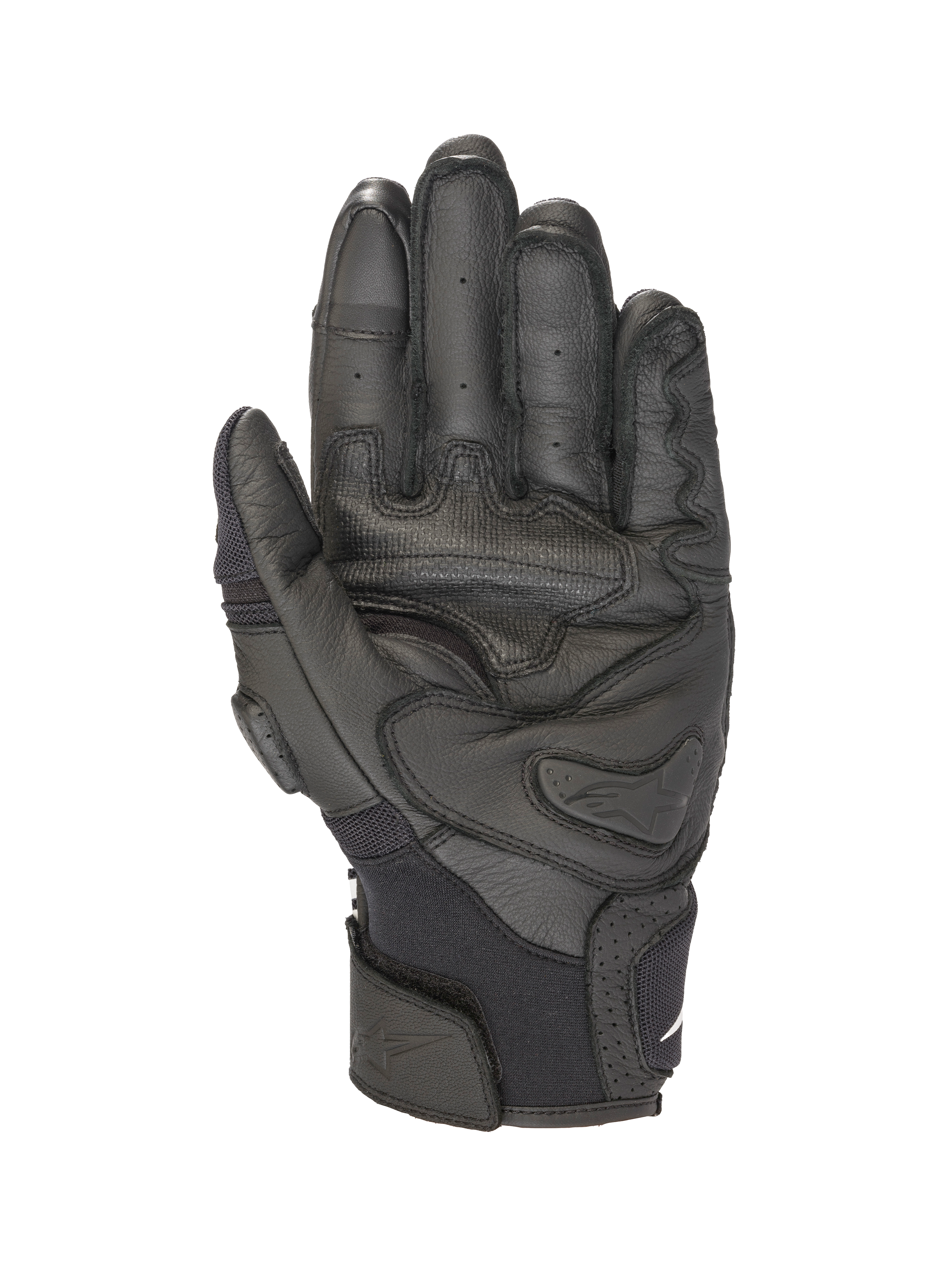 Alpinestars SPX AC V2 Handschoenen, korte motorhandschoenen voor de zomer, zwart, CE-gecertificeerde leren en mesh constructie met harde palmslider