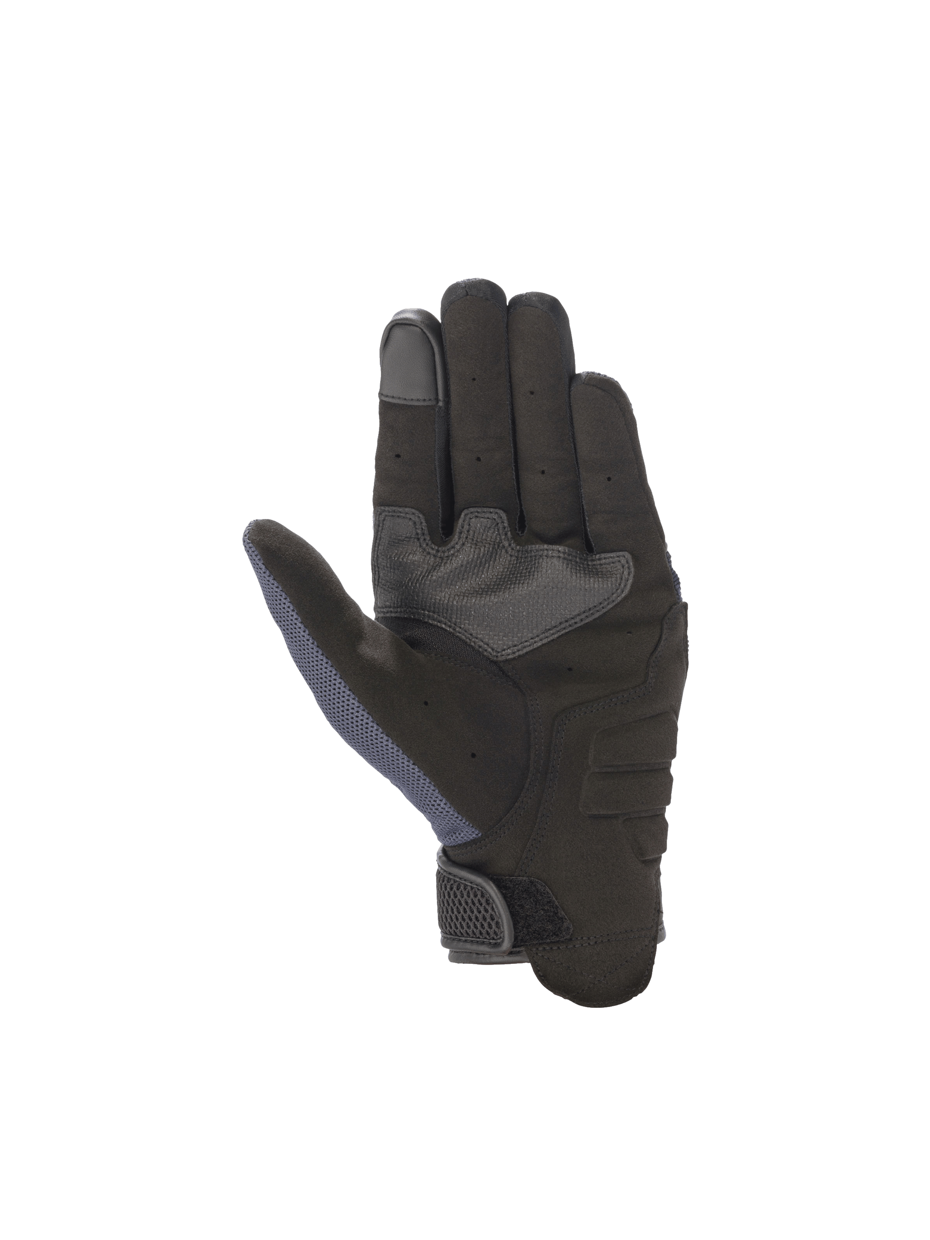 Alpinestars Copper handschoenen, blauw-zwarte urban motorhandschoenen, synthetische suède palm, touchscreen-compatibel.