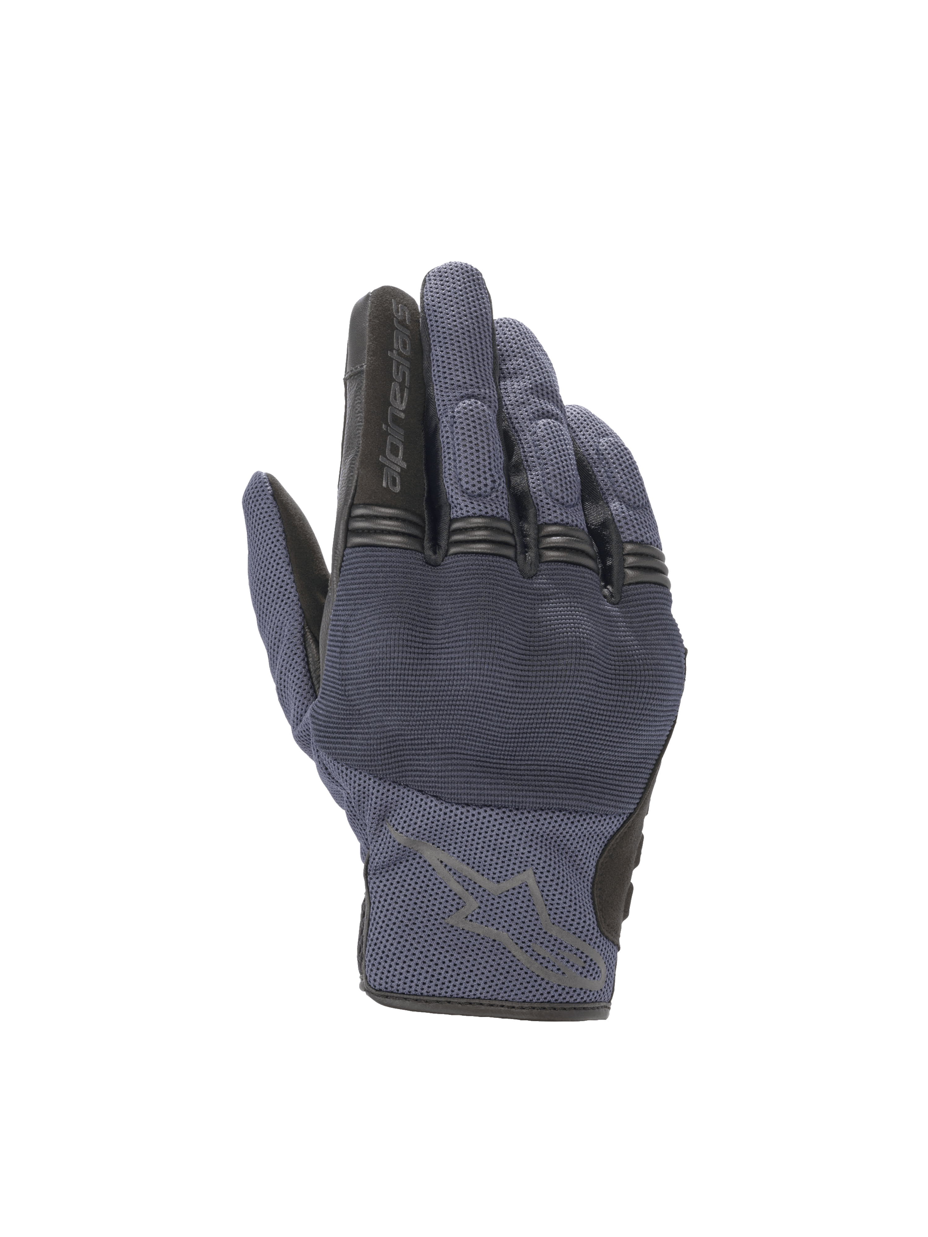 Alpinestars Copper handschoenen, urban motorhandschoenen, blauw en zwart, met harde knokkelbescherming en touchscreen-compatibele vingertop.