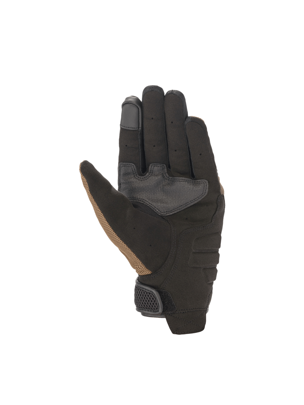 Alpinestars Copper handschoenen, stedelijke motorhandschoenen in bruin en zwart, met een versterkte synthetische suède handpalm en touchscreen-compatibele wijsvinger.