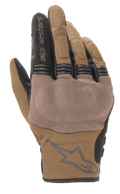 Alpinestars Copper handschoenen, stedelijke motorhandschoenen, Teak bruin en zwart, ademende mesh-constructie, getextureerd paneel over de knokkels, korte manchet met Alpinestars-logo en tekst