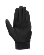 Gants Alpinestars Stated Air, gants de moto, noirs, vue de la paume avec construction en daim synthétique, empiècement de paume renforcé avec coutures en zigzag et poignet élastique côtelé, équipement de moto urbain pour l'été