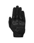 Gants Alpinestars SP X 1, gants de moto noirs pour la course, dessus de la main en tissu extensible texturé, logo étoile noir ton sur ton, protection intégrée des articulations en TPR et sliders de doigts, design robuste pour la conduite sportive
