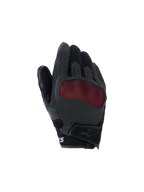 Alpinestars Mogress Airflow handschoenen, motorhandschoenen, zwart en rood, bovenzijde met rode mesh knokkelbescherming, 3D ademende mesh-panelen, kort manchet met klittenbandsluiting, urban rijstijl