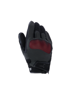 Alpinestars Mogress Airflow handschoenen, motorhandschoenen, zwart en rood, bovenzijde met rode mesh knokkelbescherming, 3D ademende mesh-panelen, kort manchet met klittenbandsluiting, urban rijstijl