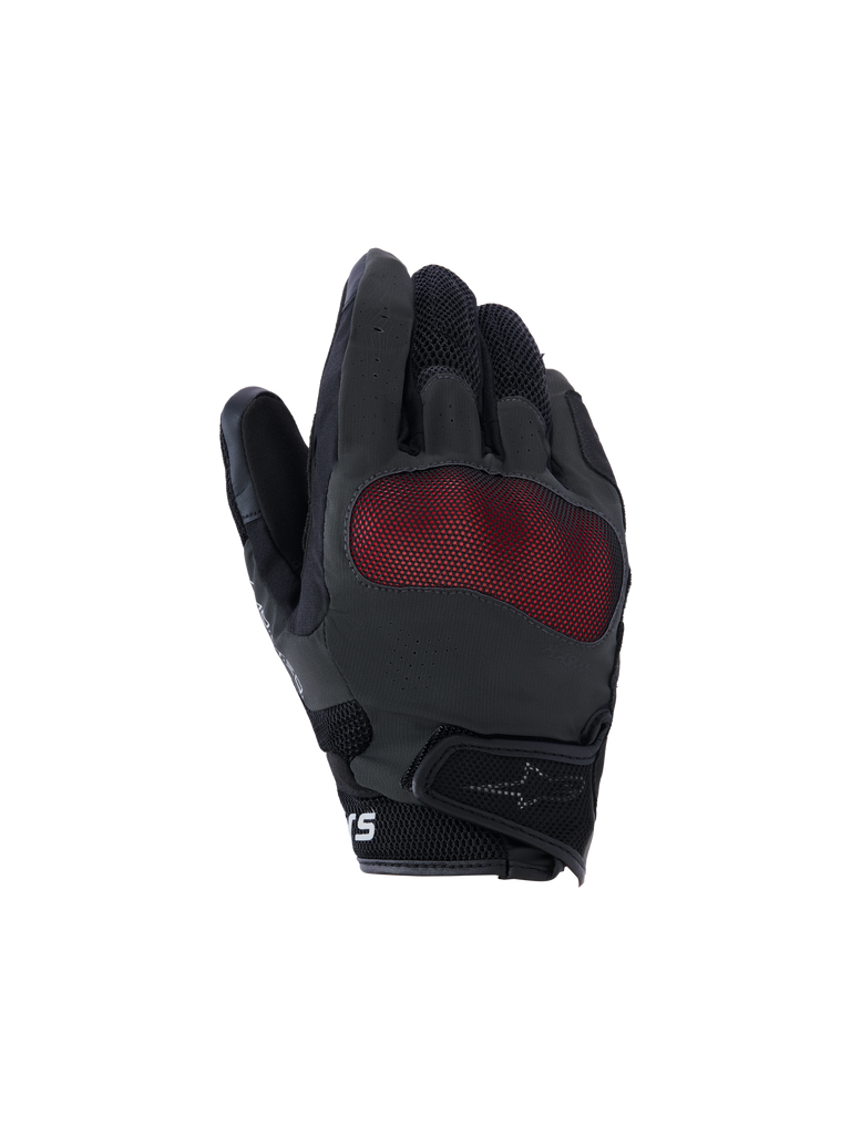 Alpinestars Mogress Airflow handschoenen, motorhandschoenen, zwart en rood, ademend mesh paneel, getextureerde vingers, versterkte bescherming, ergonomisch ontwerp