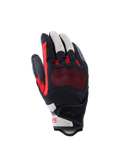 Alpinestars Mogress Airflow Handschuhe, Motorradhandschuhe, Schwarz Flame Red und Ecru, mit laserperforiertem Handrücken und 3D-Mesh-Einsätzen, transparentem Knöchelschutz, kurzem Bündchen-Design, urbane Sommer-Fahrausrüstung