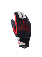 Alpinestars Mogress Airflow Handschuhe, Motorradhandschuhe, Schwarz Flame Red und Ecru, mit laserperforiertem Handrücken und 3D-Mesh-Einsätzen, transparentem Knöchelschutz, kurzem Bündchen-Design, urbane Sommer-Fahrausrüstung