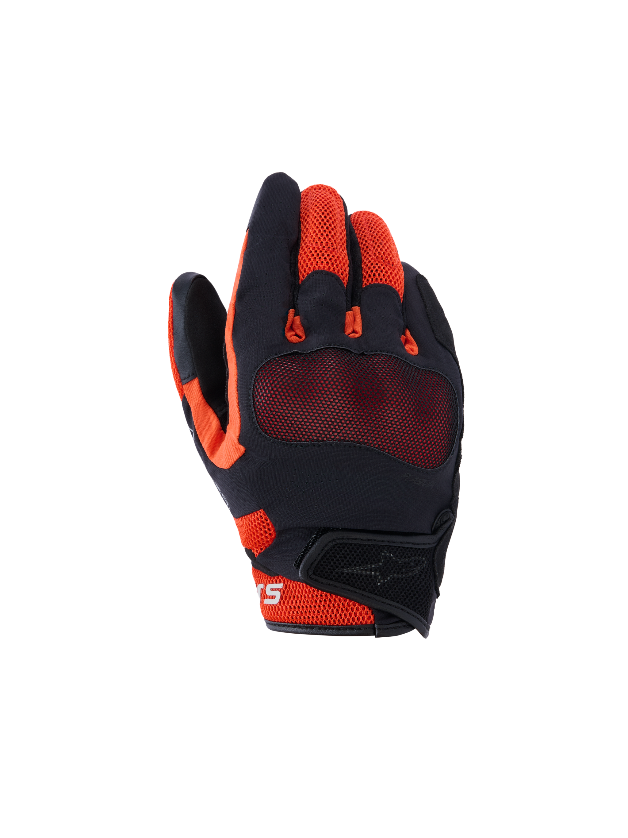 Alpinestars Mogress Airflow Handschuhe, Motorradhandschuhe, Schwarz und Orange, Mesh-Gewebe für Belüftung, Strukturierte Handfläche, Klettverschluss am Handgelenk