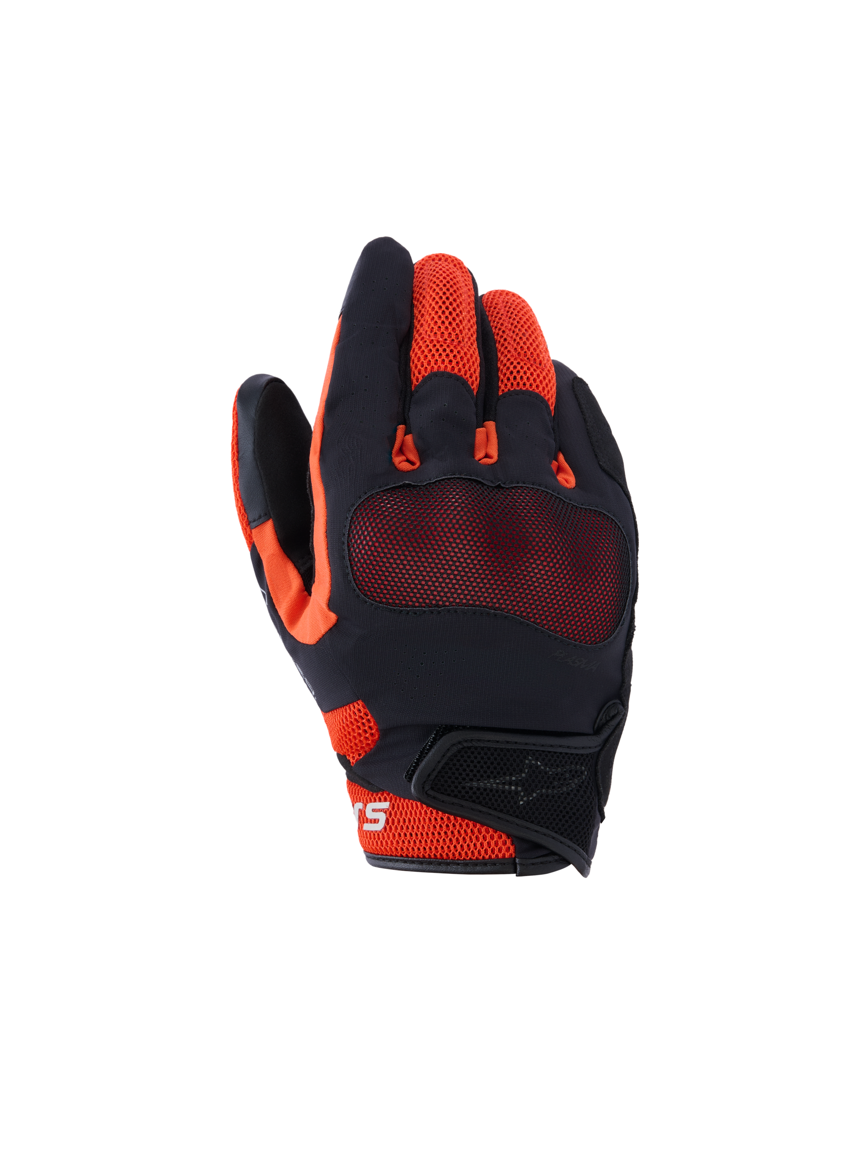 Alpinestars Mogress Airflow Handschuhe, Urbane Motorradhandschuhe, Schwarz, Rot und Tangerine, atmungsaktive 3D-Mesh-Konstruktion, sichtbarer Knöchelschutz, kurze Manschette mit Klettverschluss