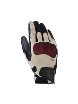 Alpinestars Mogress Airflow Handschuhe, Motorradhandschuhe, Beige, Schwarz und Rot, perforierte Finger für Atmungsaktivität, texturierter roter Schutzbereich, schwarzes Mesh am Handgelenk, Klettverschluss, sportliches Design
