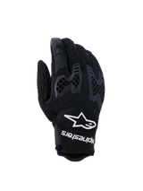 Alpinestars Manti Air motorhandschoenen, unisex motorfietshandschoenen, zwart met wit logo, gestructureerde knokbescherming, ademend honingraatpatroon, ergonomisch ontwerp met polsband