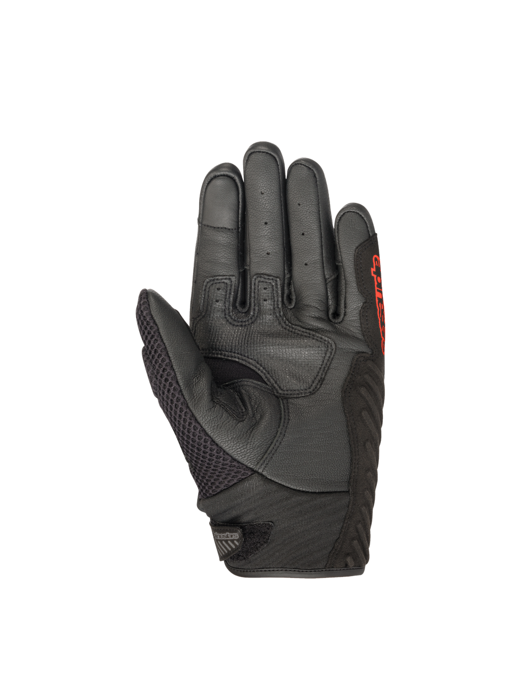 Alpinestars SMX-1 Air V2 handschoenen, motorhandschoenen voor de weg, zwart en rood, versterkte leren handpalm.