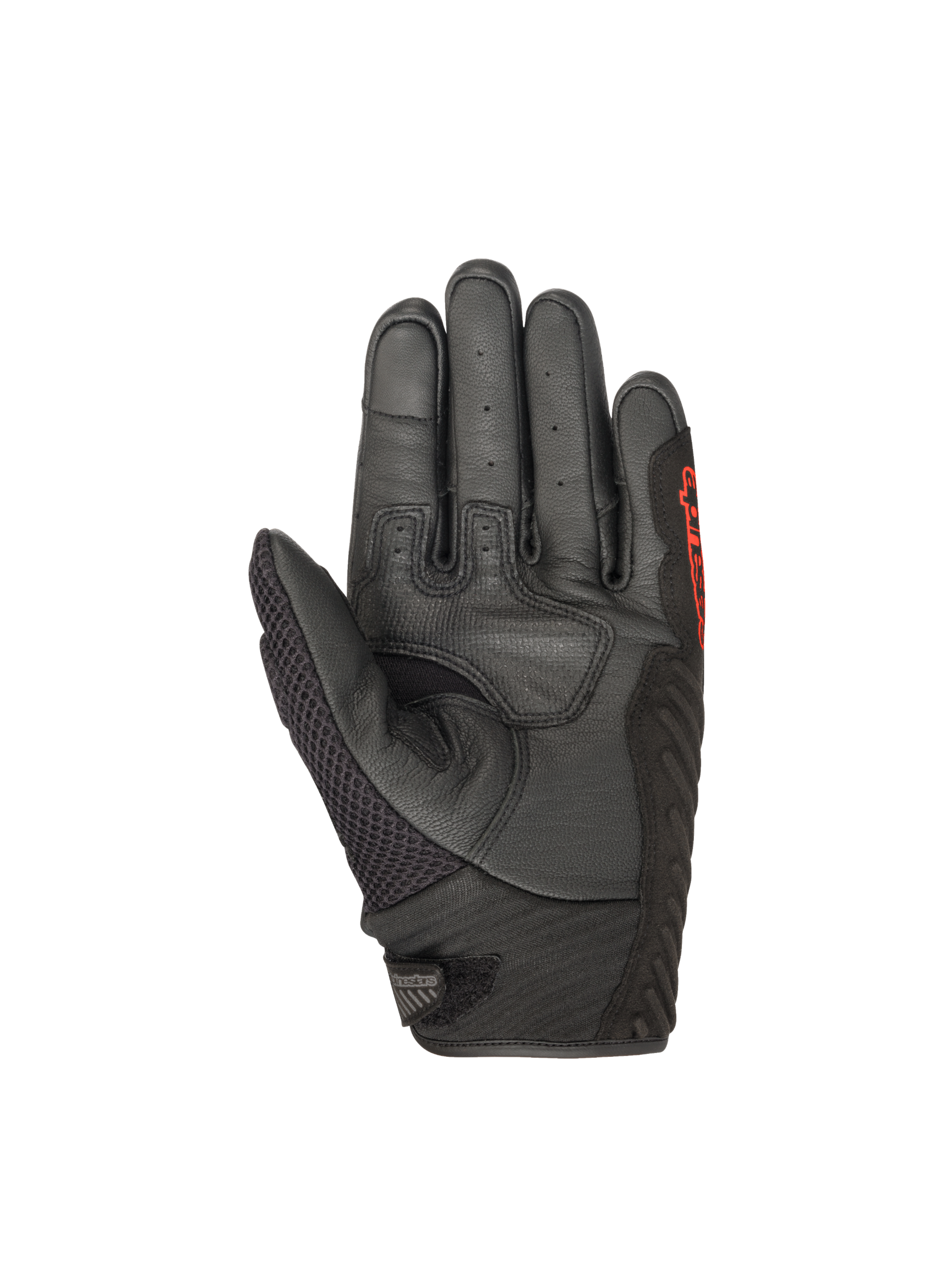 Alpinestars SMX-1 Air V2 handschoenen, motorhandschoenen voor de weg, zwart en rood, versterkte leren handpalm.