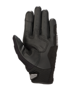Gants Alpinestars SMX-1 Air V2, vue de la paume, noir et blanc, dotés de zones d'adhérence en cuir renforcé, d'une paume perforée pour la ventilation et d'une manchette courte avec fermeture velcro.