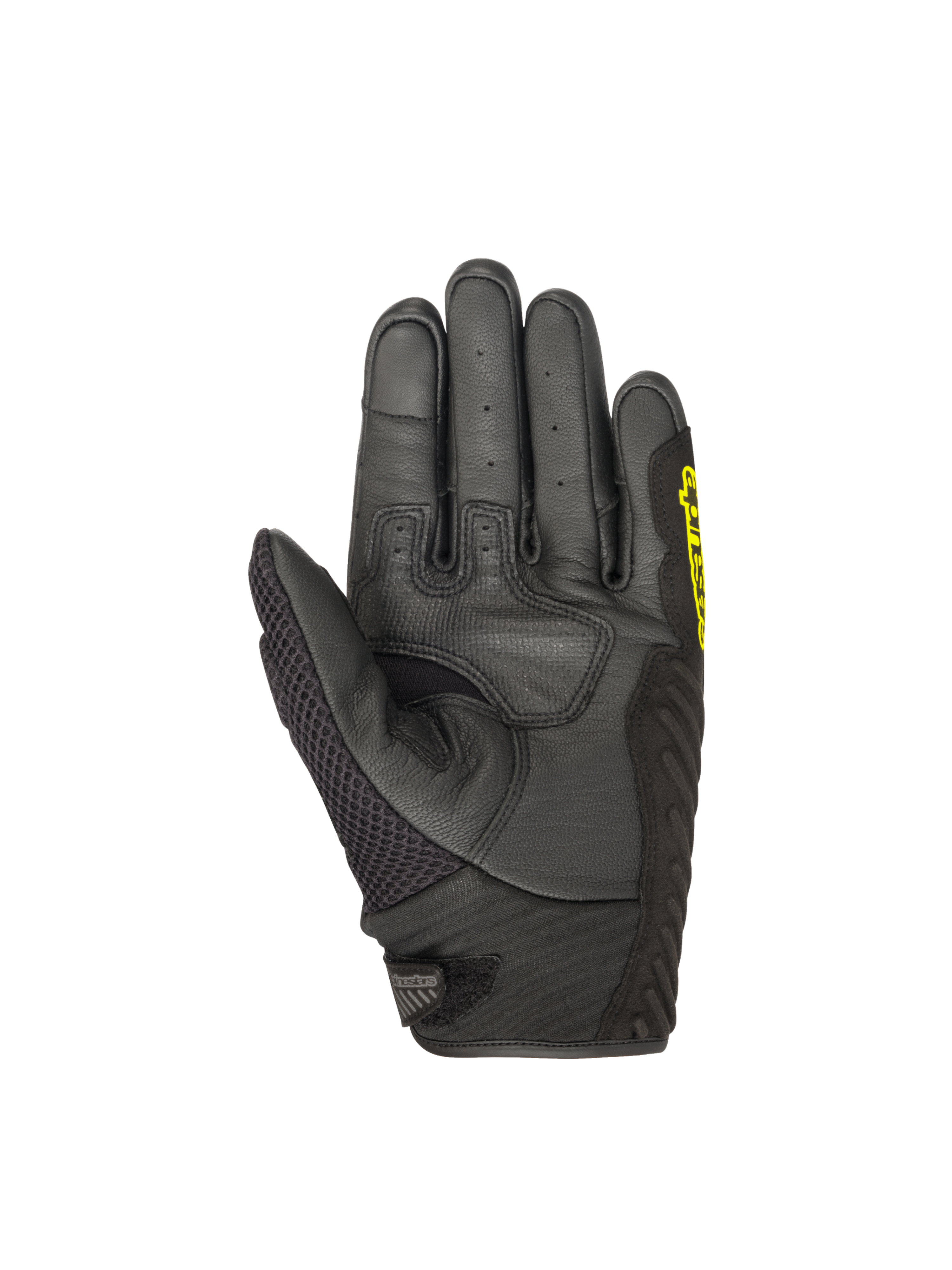 Alpinestars SMX-1 Air V2, gants de moto pour homme, noirs et jaune fluo, paume en cuir renforcée et maille respirante