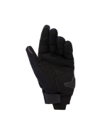 Alpinestars Reef Women's V2 Gloves, Black, palm view showing synthetic suede material, padded reinforcement, and hook-and-loop wrist strap, short cuff urban motorcycle gloves