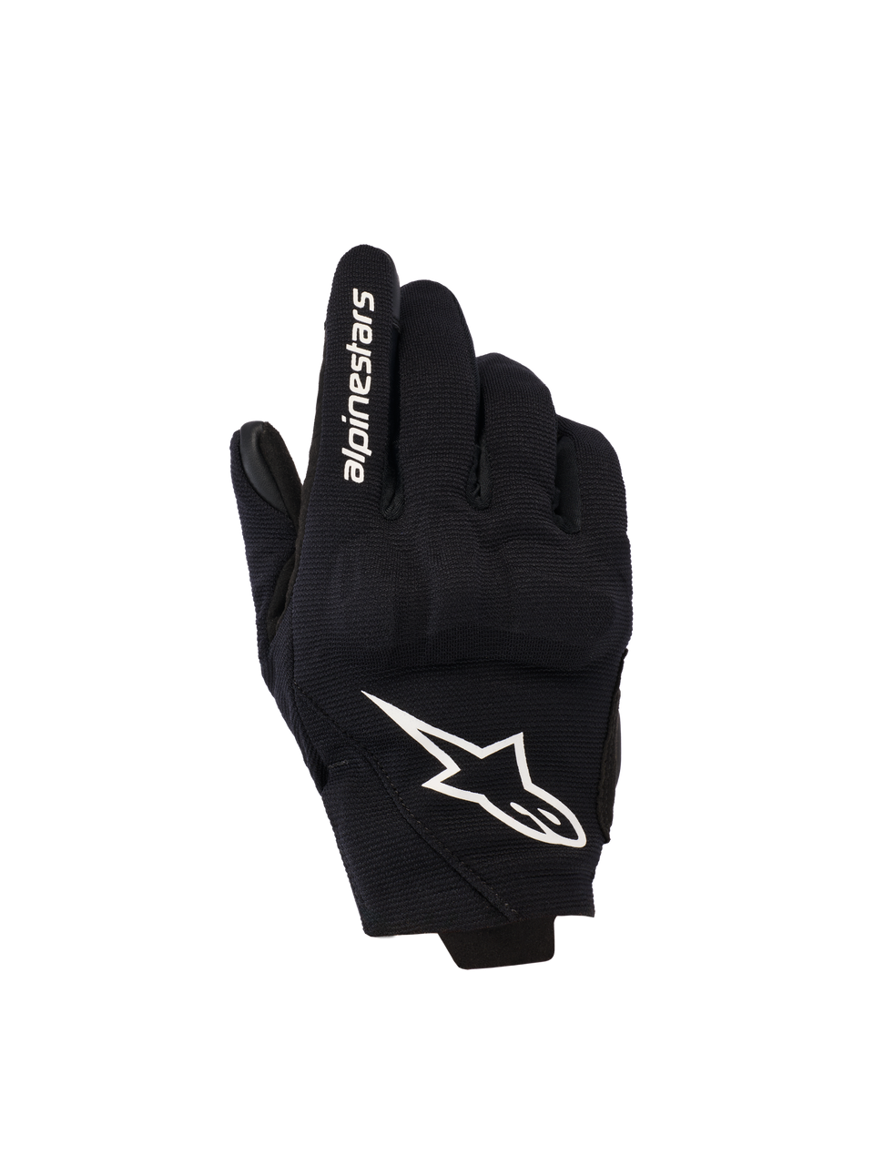 Alpinestars Reef Women's V2 Gloves, Black and White, Short Cuff Motorcycle Gloves, Textile Backhand with 3D TPU Knuckle Protection, White Star Logo and Branding on Index Finger