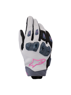 Alpinestars Stella SP X 3 handschoenen, dames motorhandschoenen, middengrijs, zwart en roze, met harde knokkelbescherming en een roze sterlogo, strak sportief ontwerp