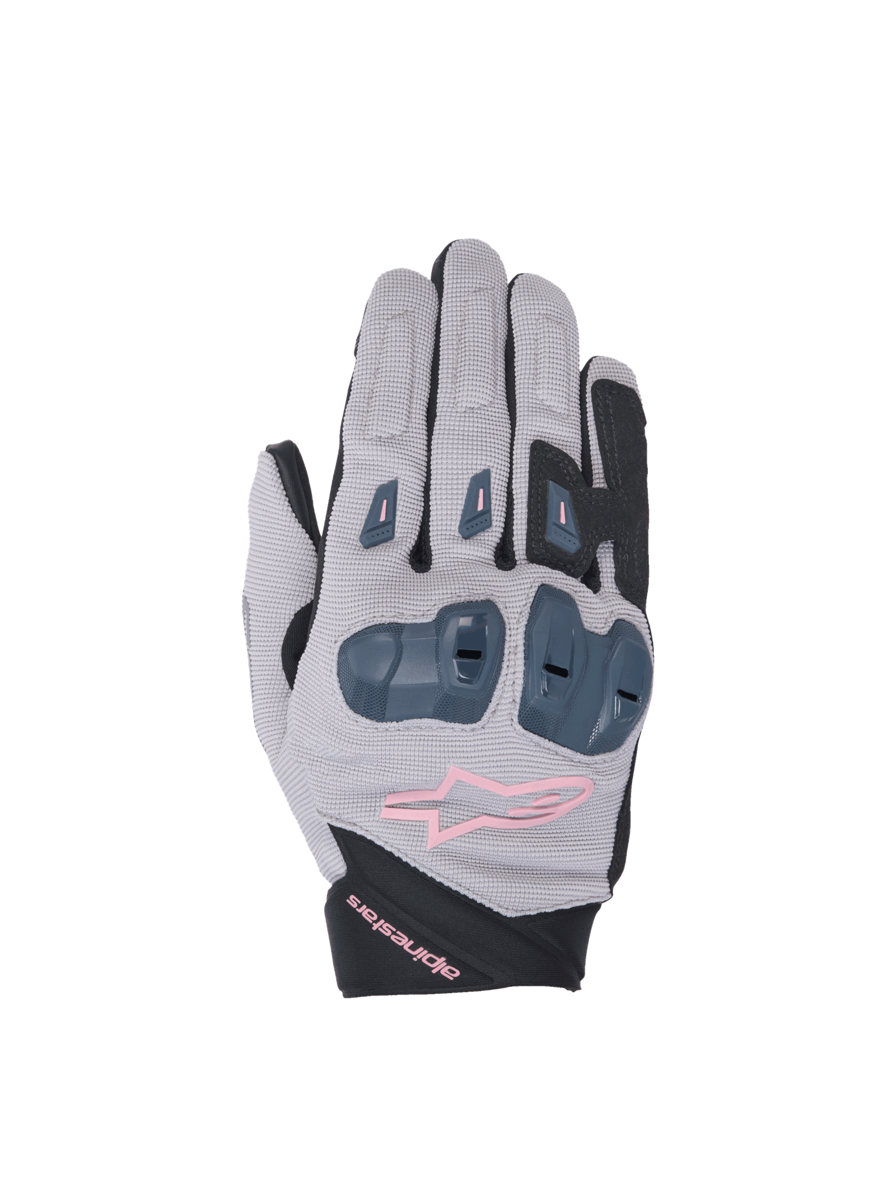 Alpinestars Stella SP X 1 Damen-Motorradhandschuhe, Grau und Schwarz mit pinken Details, TPR-Knöchelschutz, atmungsaktives Textil für Racing