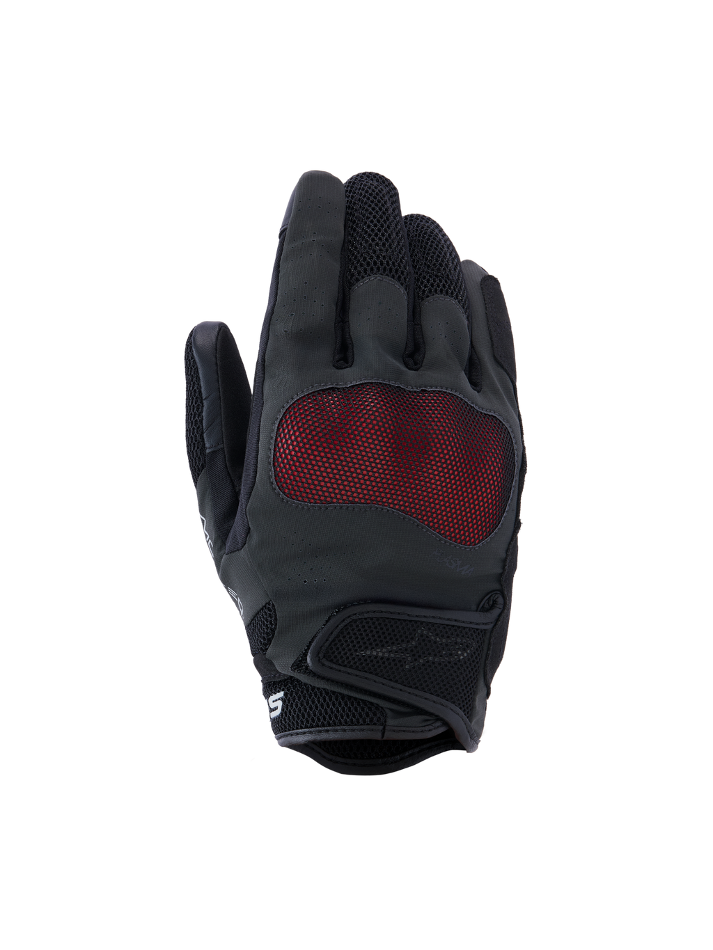Alpinestars Stella Mogress Airflow handschoenen, dames motorhandschoenen, antracietzwart en rood, voorzien van NUCLEON PLASMA-knokkelbescherming met rode mesh-overlay, lasergeperforeerde handrug, 3D mesh-inzetstukken en korte manchet met klittenbandsluiting, ademend ontwerp voor stadsritten