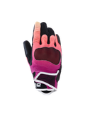 Alpinestars Stella Mogress Airflow handschoenen, dames motorhandschoenen, Fading Coral en zwart met witte accenten, geventileerde textiele handrug, laser-geperforeerde vingerpanelen, beschermende korte manchet voor stedelijk rijden
