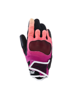 Alpinestars Stella Mogress Airflow handschoenen, dames motorhandschoenen, Fading Coral en zwart met witte accenten, geventileerde textiele handrug, laser-geperforeerde vingerpanelen, beschermende korte manchet voor stedelijk rijden