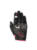 Alpinestars Stella SMX1-Air V2 dames-motorhandschoenen, zwart met fuchsia, harde knokkelbescherming, geperforeerd leer en mesh, CE-gecertificeerd.