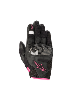 Alpinestars Stella SMX-1 Air V2 Women's Motorcycle Gloves, black and fuchsia leather mesh with hard knuckle protection.