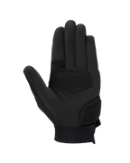 Alpinestars Stated Damen-Handschuhe, Schwarz, Handflächenansicht mit synthetischer Wildlederkonstruktion, verstärkte Handfläche und Daumen für Abriebfestigkeit, elegantes urbanes Motorrad-Design