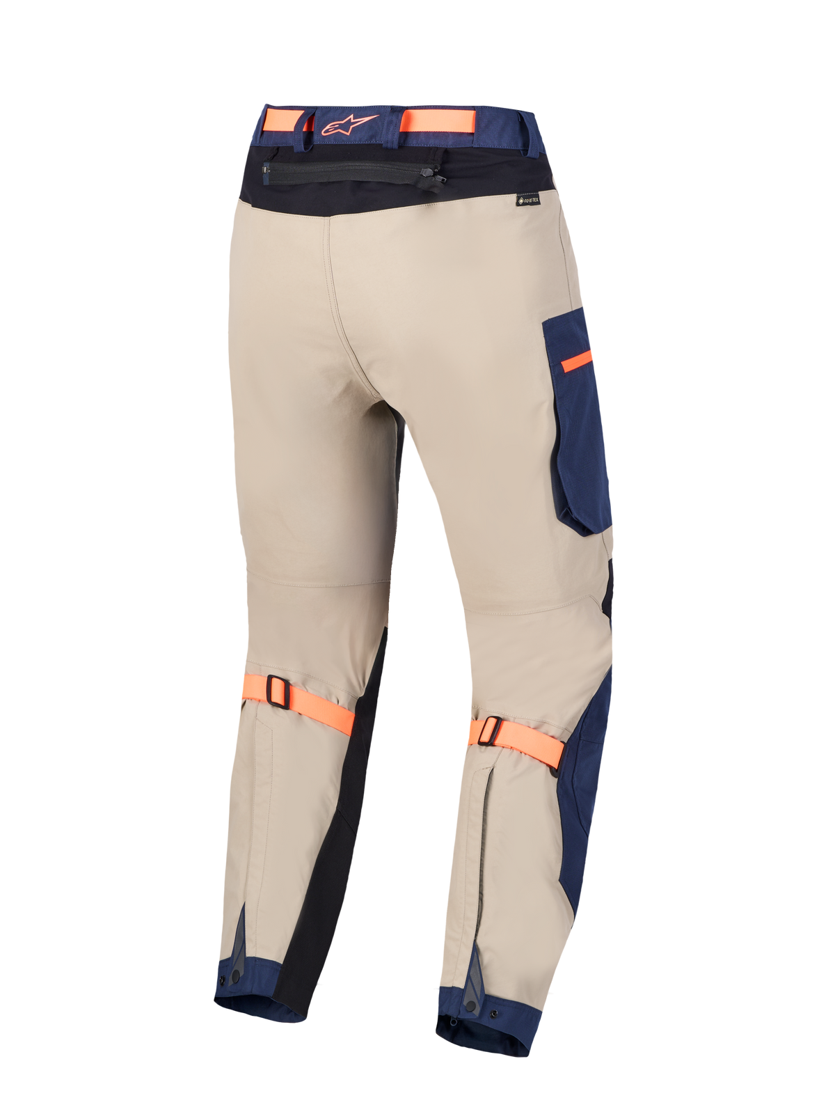 Alpinestars Arenis Gore-Tex, pantalon de moto adventure, bleu et beige, imperméable avec construction GORE-TEX, vue de dos