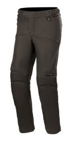 Alpinestars Stella Road Pro GORE-TEX Hose, Damen-Motorradtourenhose, Schwarz, wasserdichtes und atmungsaktives Textil, vorgeformte Knie mit verstärktem Rippgewebe, Hüfttaschen mit Reißverschluss und verstellbare Taillenriemen