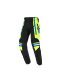 Alpinestars 2026 Kids Racer Nomur Pants, pantalon de motocross pour enfant, bleu marine foncé avec accents jaune fluo et bleu UCLA, doté du logo étoile sur la cuisse, du marquage 'astars' sur les genoux et d'une conception ergonomique pré-courbée pour la course tout-terrain