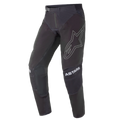 Alpinestars 2021 Techstar Phantom Hose, Motocross-Hose, Schwarz mit weißen Akzenten, mit einem großen, umrissenen Stern-Logo auf dem Oberschenkel, ASTARS-Branding an den Knien, technisches Ripstop-Gewebe mit perforierten Zonen und 3D-Babel-Kniekonstruktion für Offroad-Rennperformance.