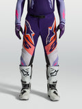 Alpinestars Supertech Dyna Broek, herenmotorcrossbroek in paars en roze fluo, atletische pasvorm met stretch ripstop.